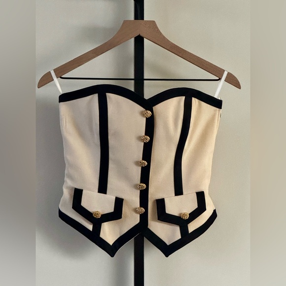 Vintage 90s Escada Couture Bustier Corset Top 100% New Wool
